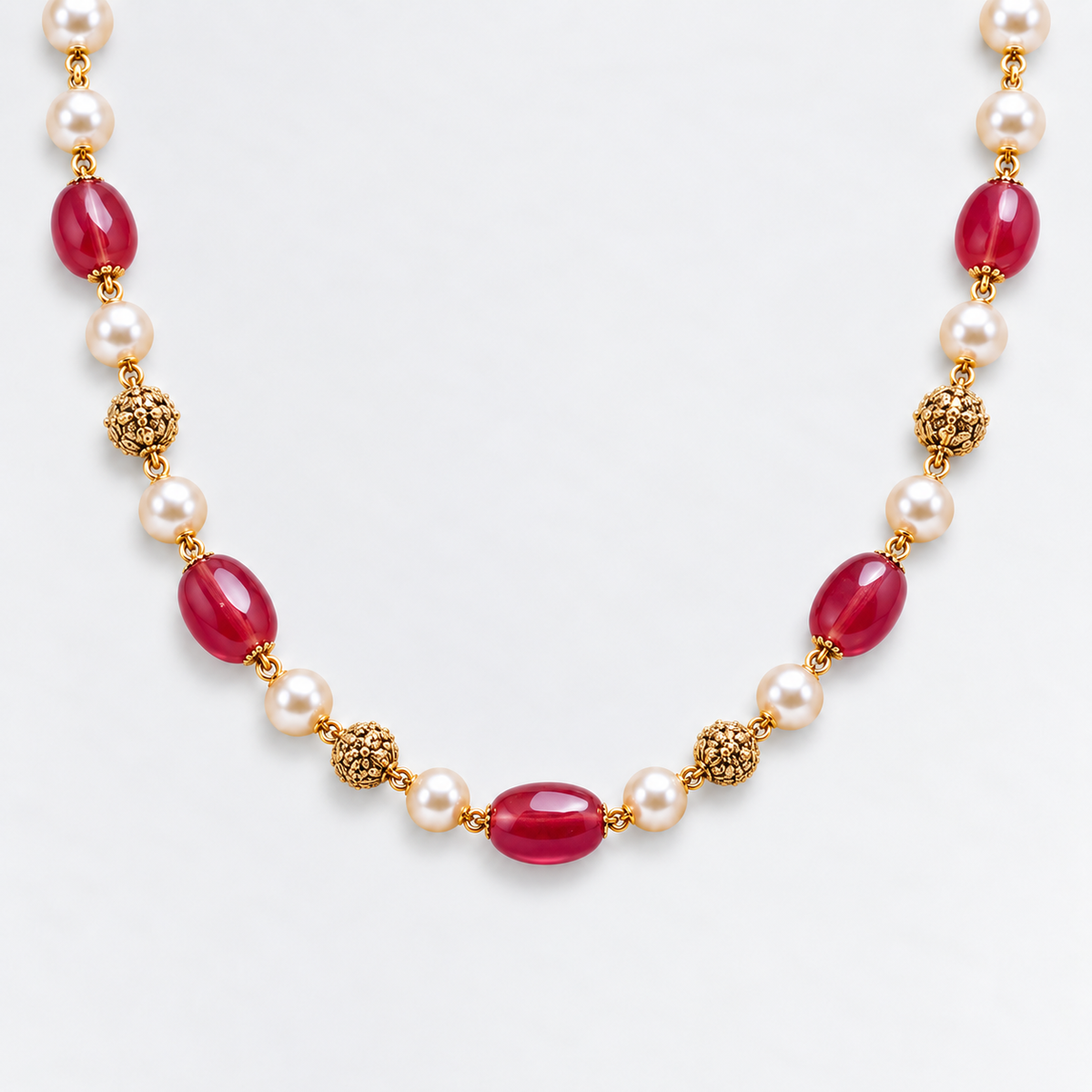 Crimson Glow Pearl Necklace