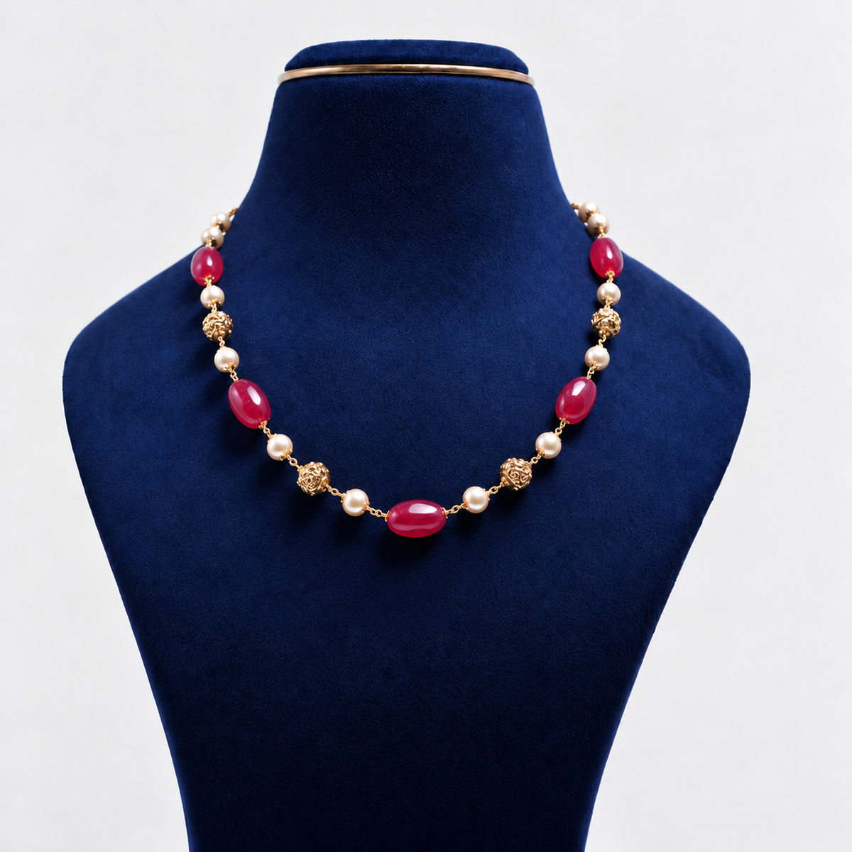 Crimson Glow Pearl Necklace