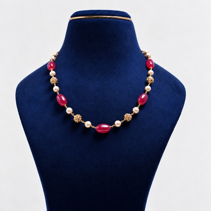 Crimson Glow Pearl Necklace