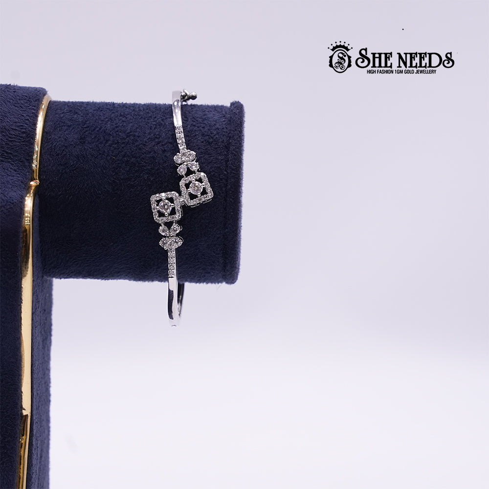 Contemporary Geometric Kada Bangles (kids) with CZ Accents