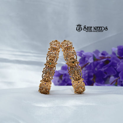 “Heritage Temple Gold-Plated Bangles with Traditional Temple Motifs – SheNeeds Jewellery”