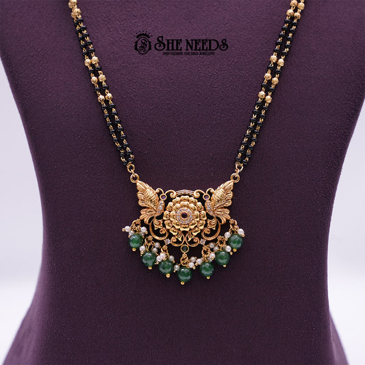 Mangalsutra Necklace BLACK BEADS long