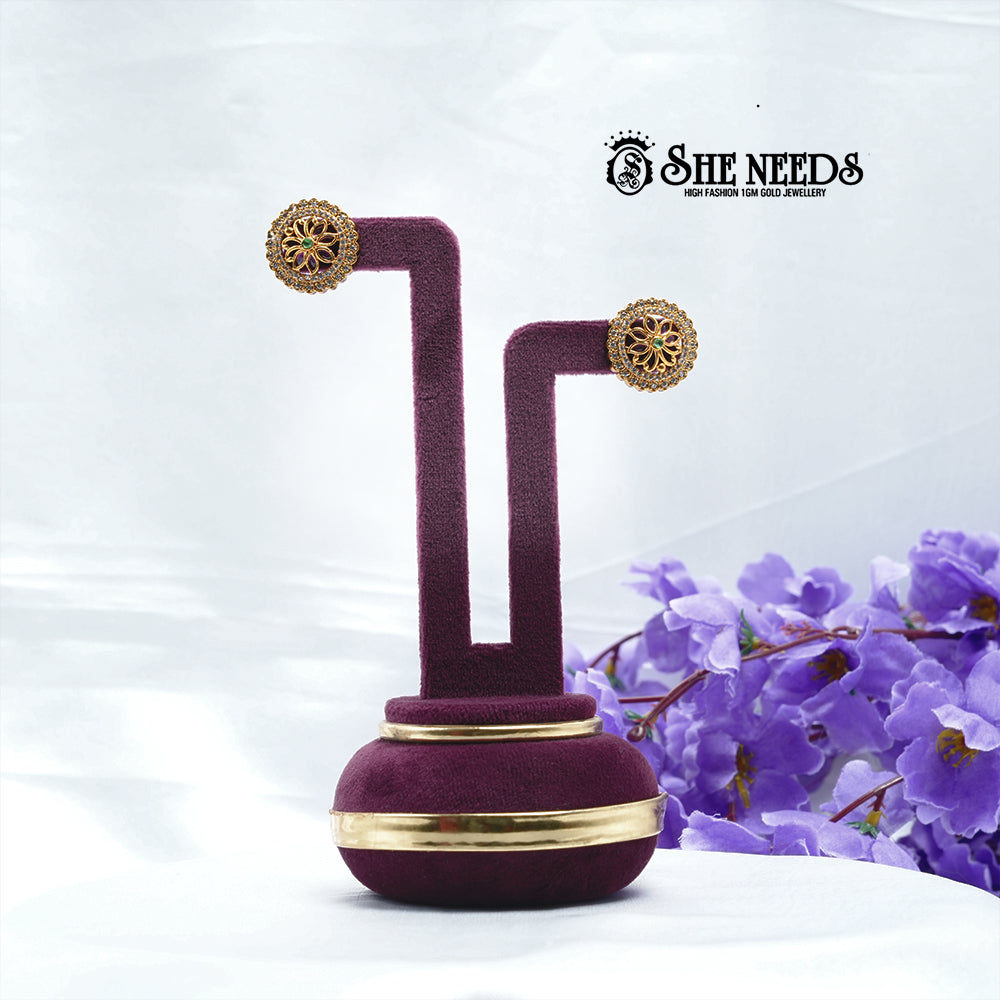 Emerald Lotus CZ Studs