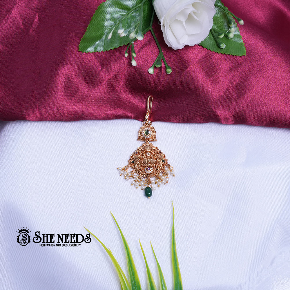 Temple Lakshmi Green Drop Tikka