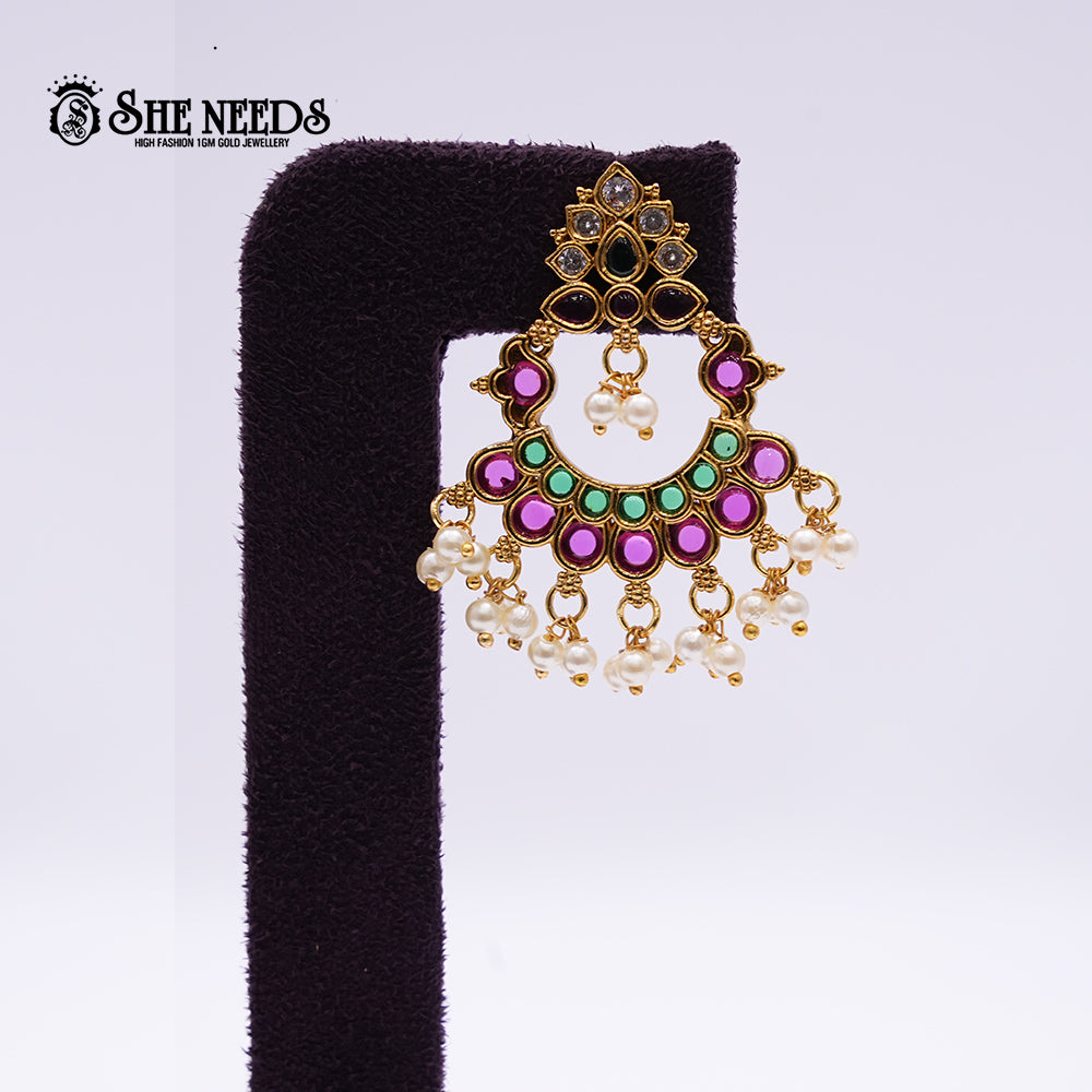 KEMPU CHANDBALI EARINGS