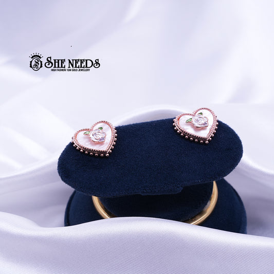 Rose Heart Studs