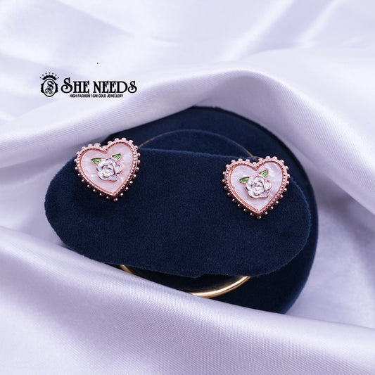 Rose Heart Studs