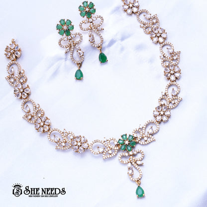 Pink CZ Drop Necklace Set