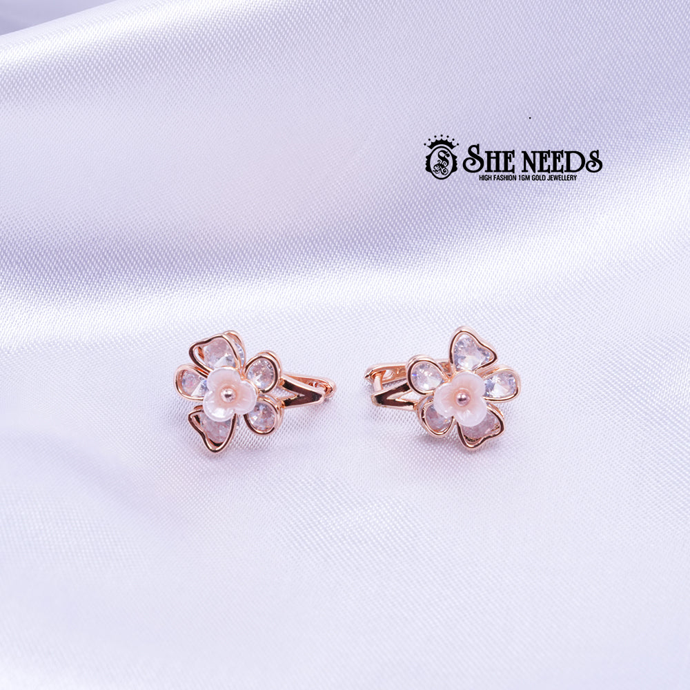 FlORAL CRYSTAL CLIP ON EARRINGS