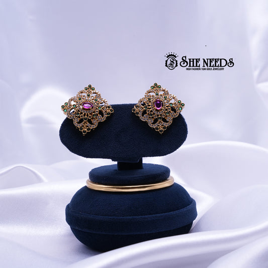Antique Floral Square Studs