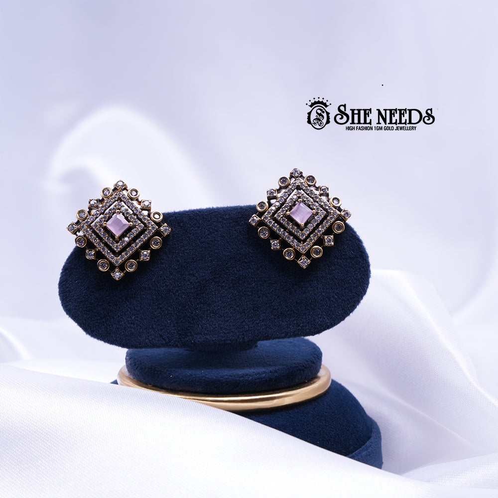Vintage Layered Square Studs