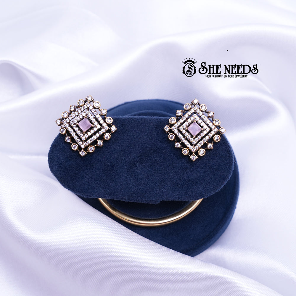 Vintage Layered Square Studs