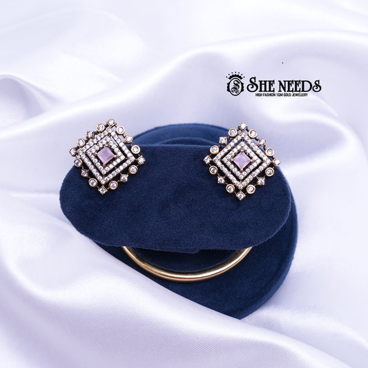 Vintage Layered Square Studs