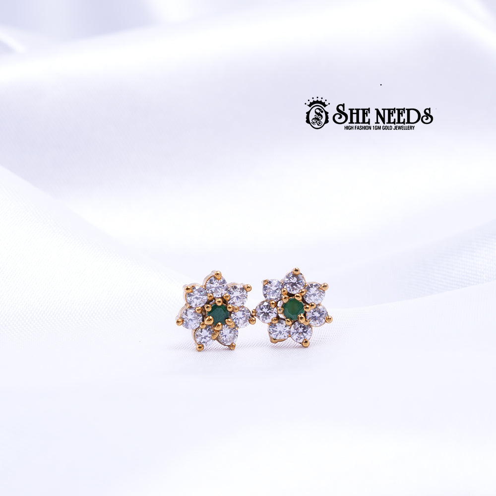 Dual Lotus &amp; Floral CZ Studs