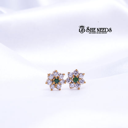 Dual Lotus &amp; Floral CZ Studs