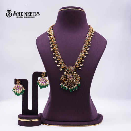 Kempu Long necklace set